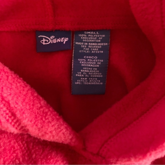 Disney Mickey Mouse Fleece Hoodie Small Oversized Red Disney World - Picture 7 of 7